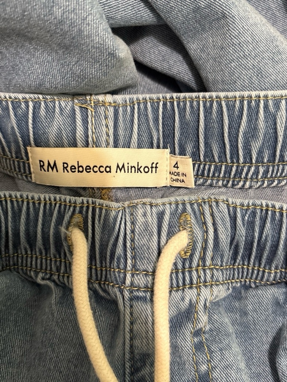 Rebecca Minkoff Light Blue Drawstring Denim Pants - Picture 3 of 6